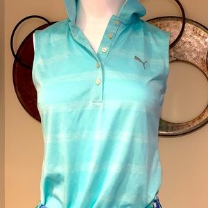Puma sleeveless mint green heathered stripe size small
